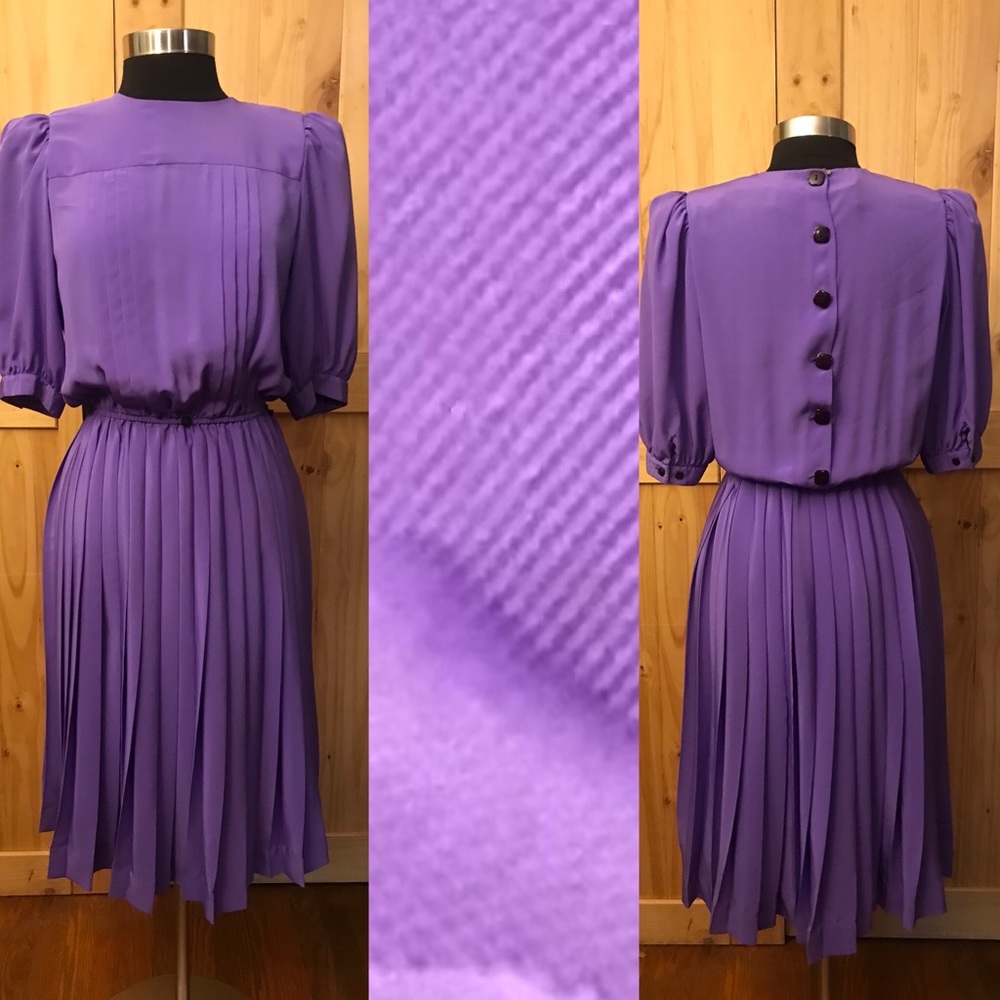 Vintage 80s Liz Claiborne purple dress w elastic